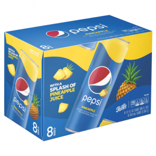 Pepsi With A Splash Of Pineapple, Juice 12 Oz 355ml Cans, 8 Cans American